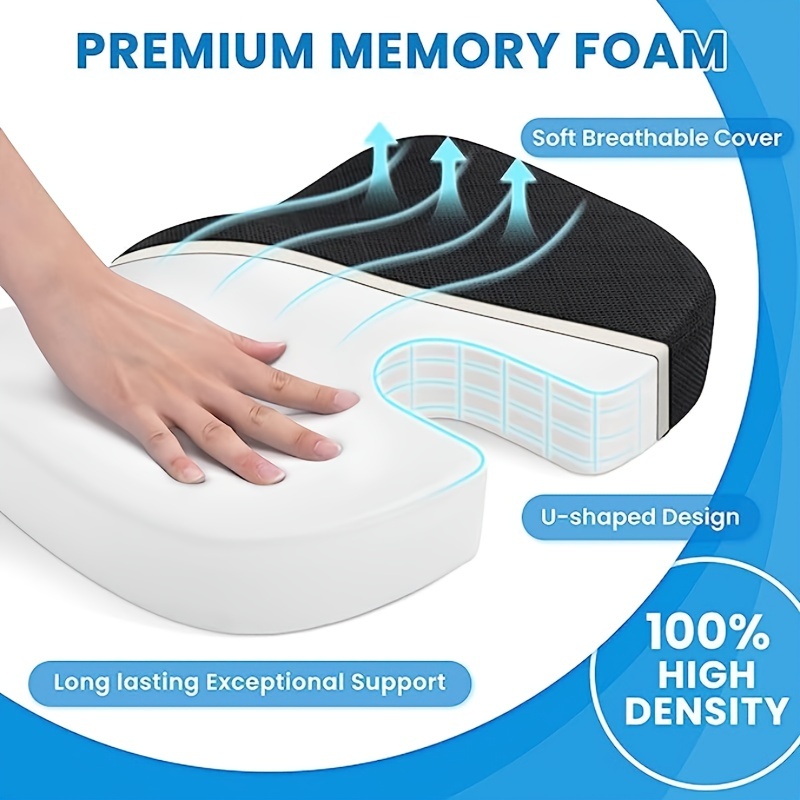 Memory Foam Seat Cushion Pillow, Chair Pillow for Sciatica, Coccyx, Back & Tailbone Pain Relief, Orthopedic Chair Pad for Support in Office Chair