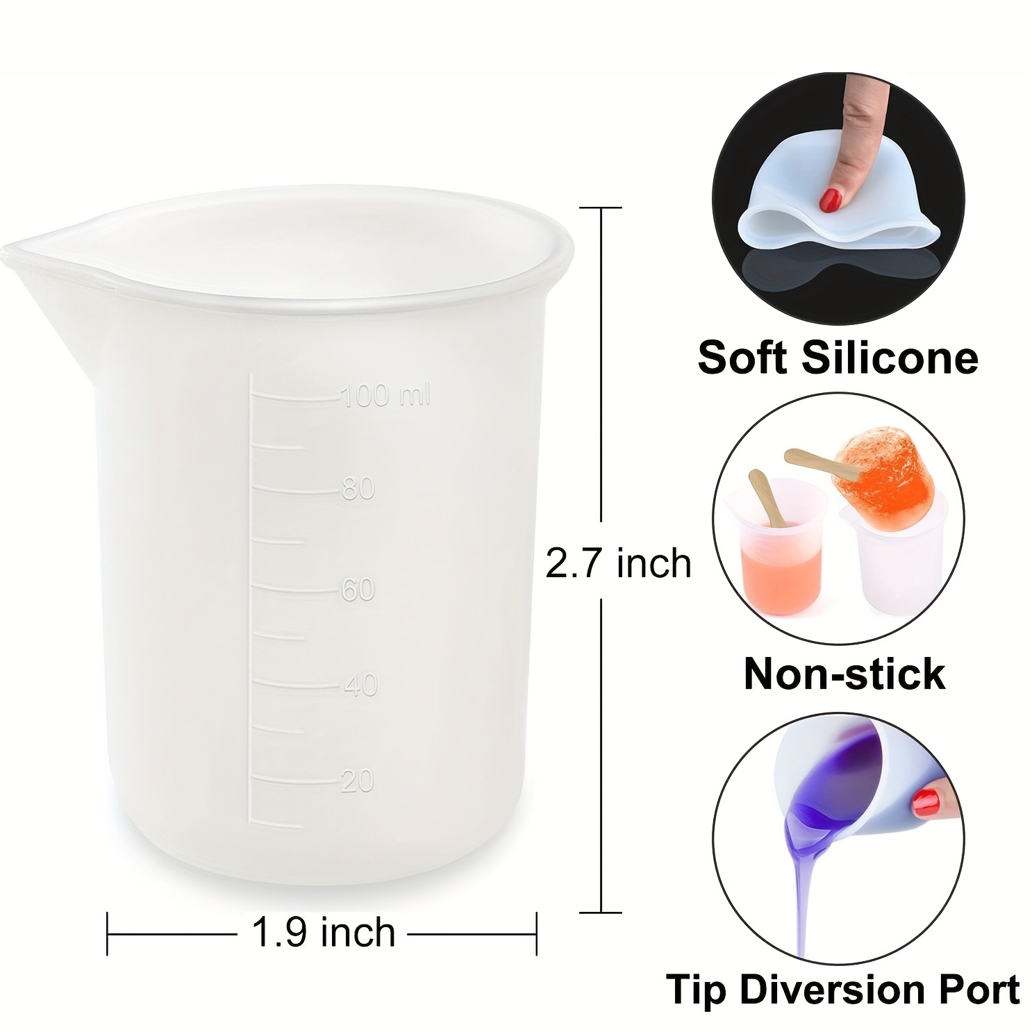 600ml Silicone Measuring Cups, Epoxy Resin Cups, Non-stick Silicone Mixing  Cups for Resin Molds Resin Casting Molds for Handmade Candle, Resin Crafts
