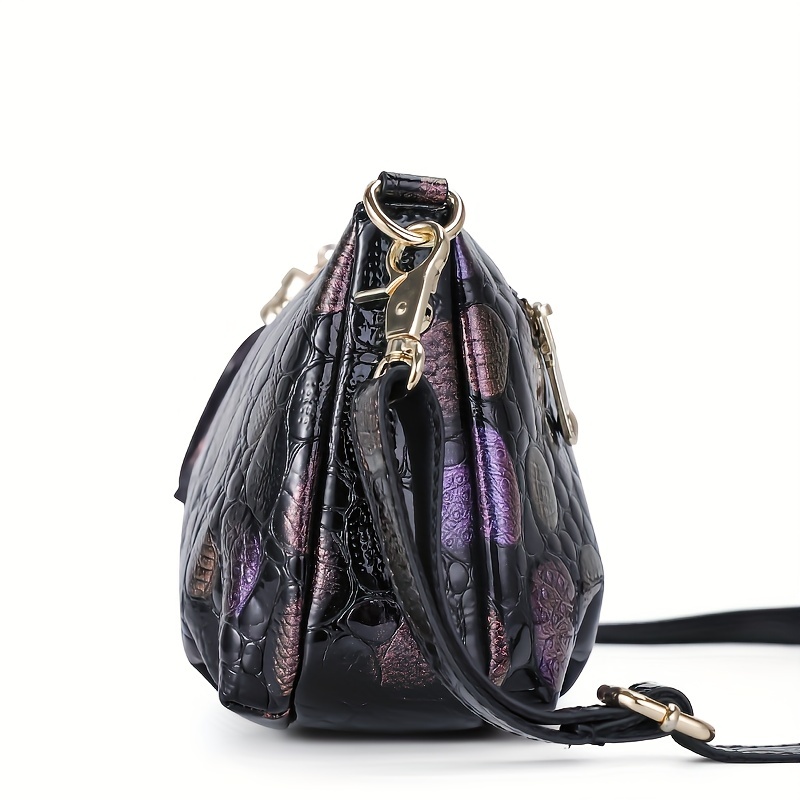 Snakeskin Embossed Crossbody Bag, Luxury Leather Shoulder Bag, Fashion  Zipper Purse With Tassel Decor - Temu