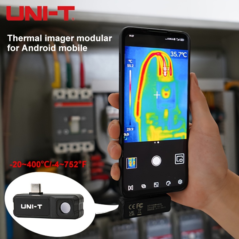 UNI-T Cámara térmica, Android USB-C MicroUSB, cámara infrarroja  termográfica para teléfonos inteligentes, UTi120Mobile, resolución IR de  120 x 90