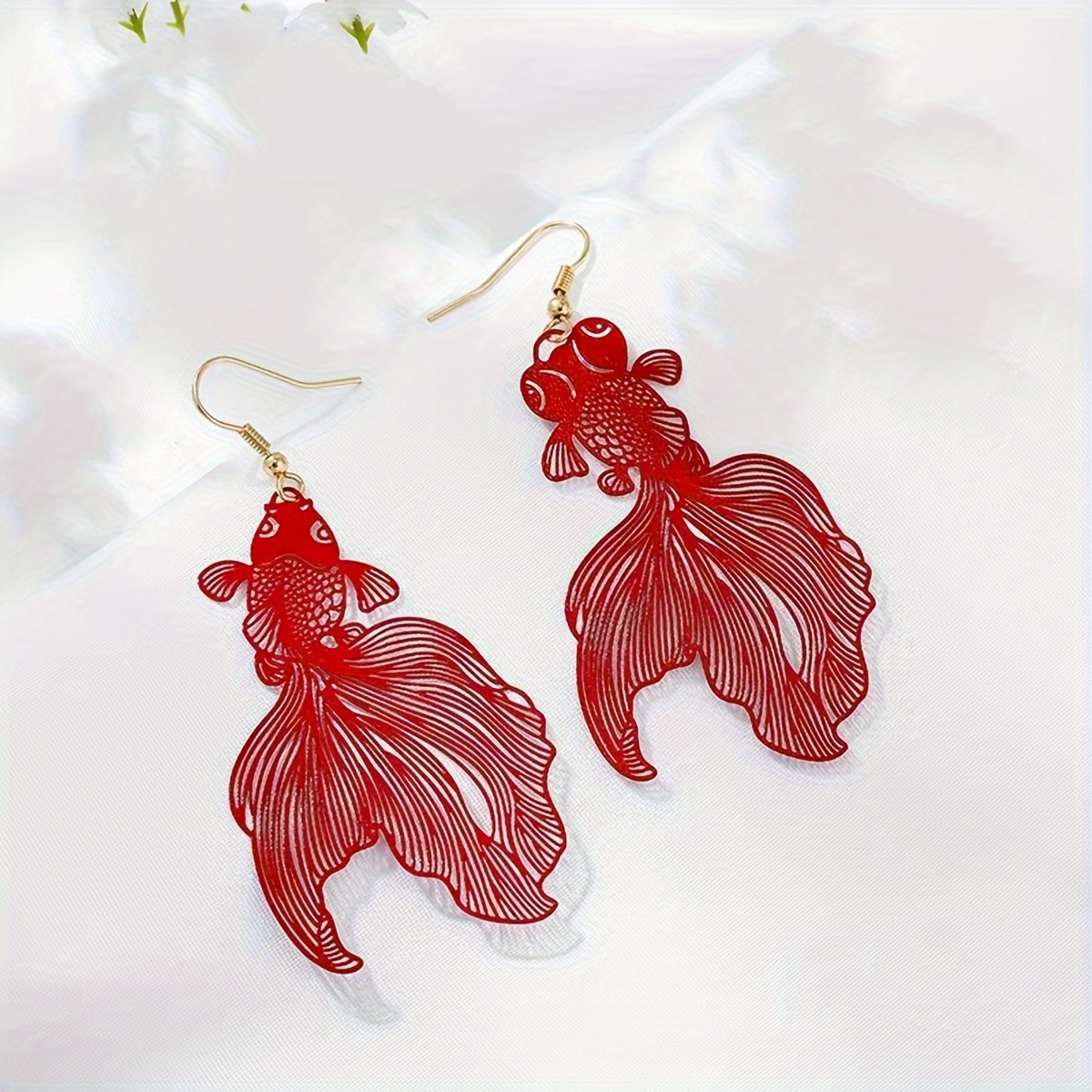 Red Double sided Spherical Flocked Balls Earrings One Big - Temu