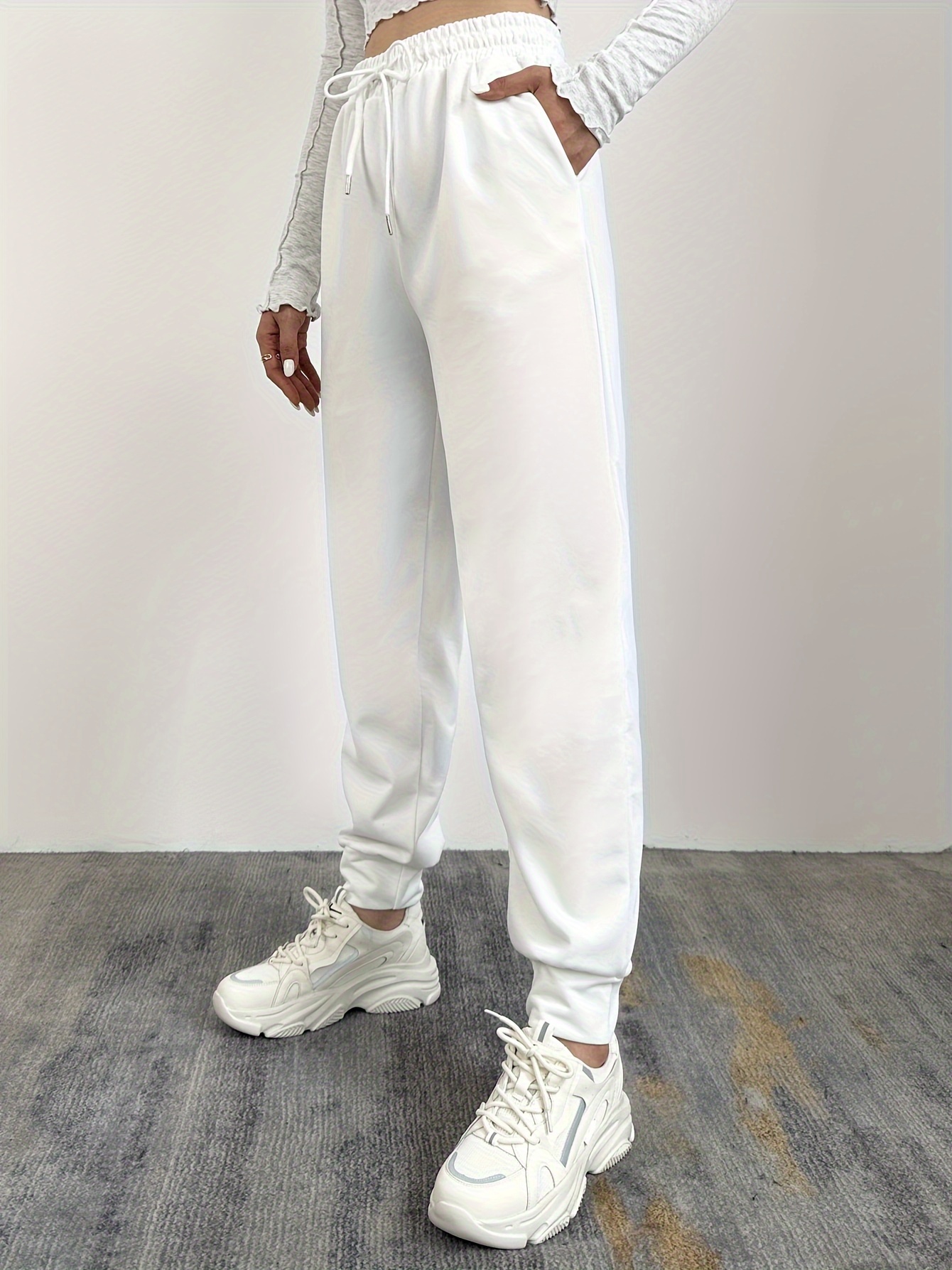 Womens white drawstring discount joggers