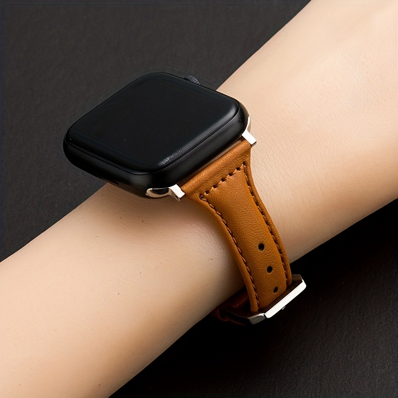 Snap Pu Leather Watchband Compatible With Iwatch Series, Stitch