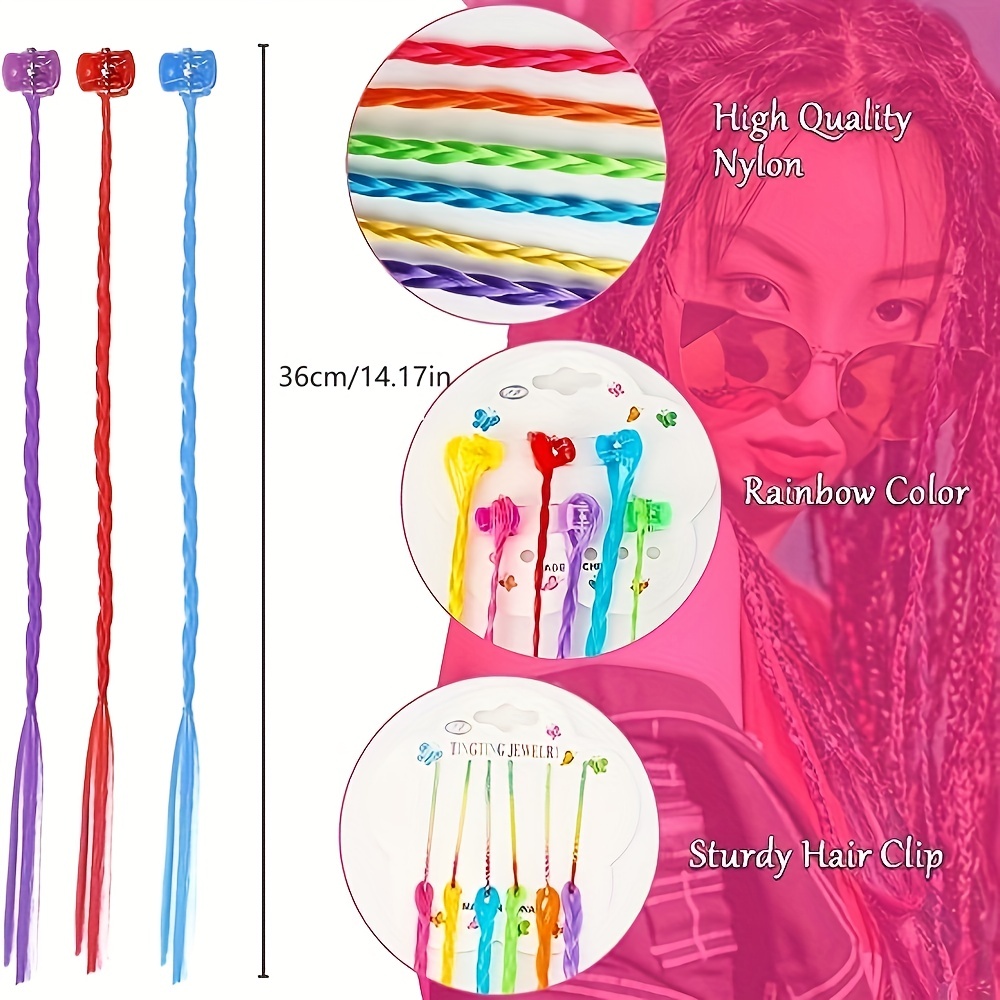 MIVAIUN 30 Piezas Extensiones de Trenzas de Colores, Accesorio para  Peinados con Clips, Pinza de Pelo para Niñas, Regalo Fiesta de Cumpleaños  (30 Piezas) : : Belleza