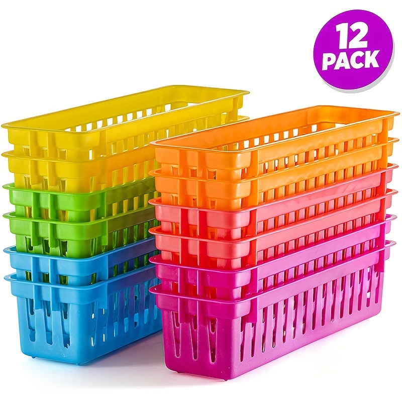 8 Pack Colorful Storage Bins for Classroom - Small Plastic Baskets