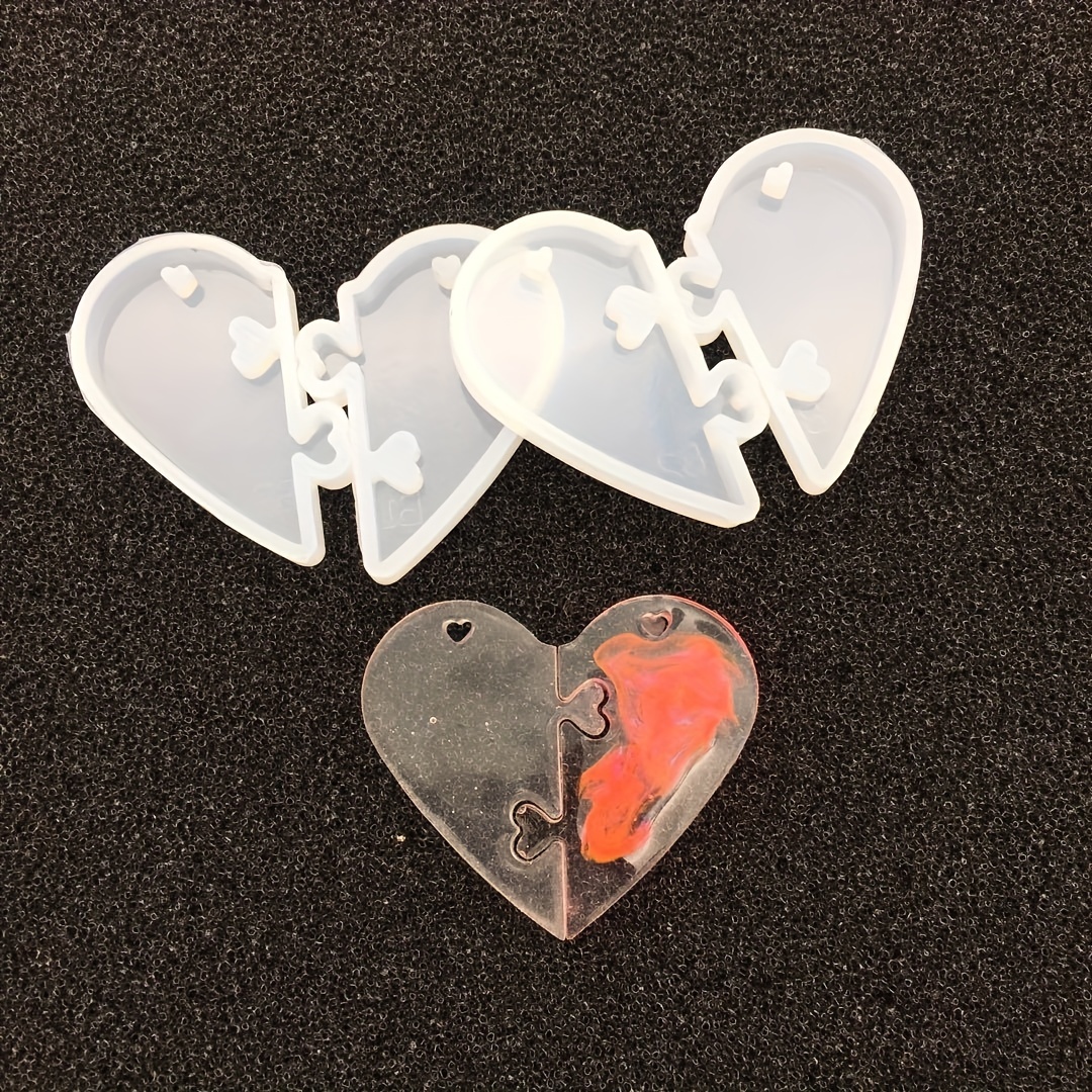 Heart Shaped Pendant Mold-heart Puzzle Resin Mold-couple Heart Keychain  Mold-jewelry Making Mold-uv Resin Mold-epoxy Art Mold 