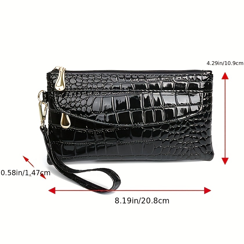 Crocodile Embossed Hand Bag Set, Zipper Shoulder Bag, Buckle Decor Clutch  Purse & Small Card Bag - Temu