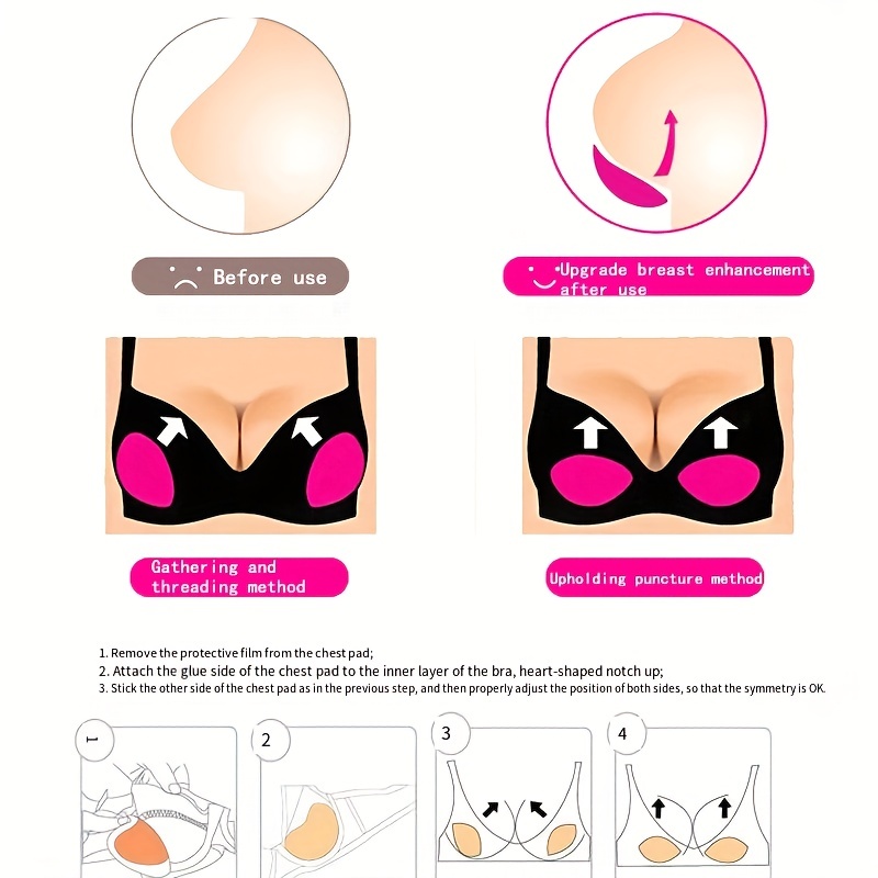 Women Silicone Bra Pads Inserts Breast Enhancer, Bust Push up Pads  Cleavage-Enhancing Swimsuit, Removable Comfy Sports Cups for Bikini  Gathering, Skin