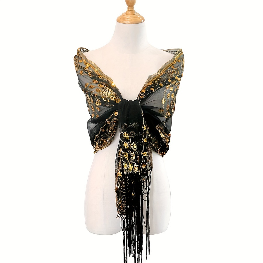 Chal De Lentejuelas De Mariposa De Los Años 20, Capa De Noche Con
