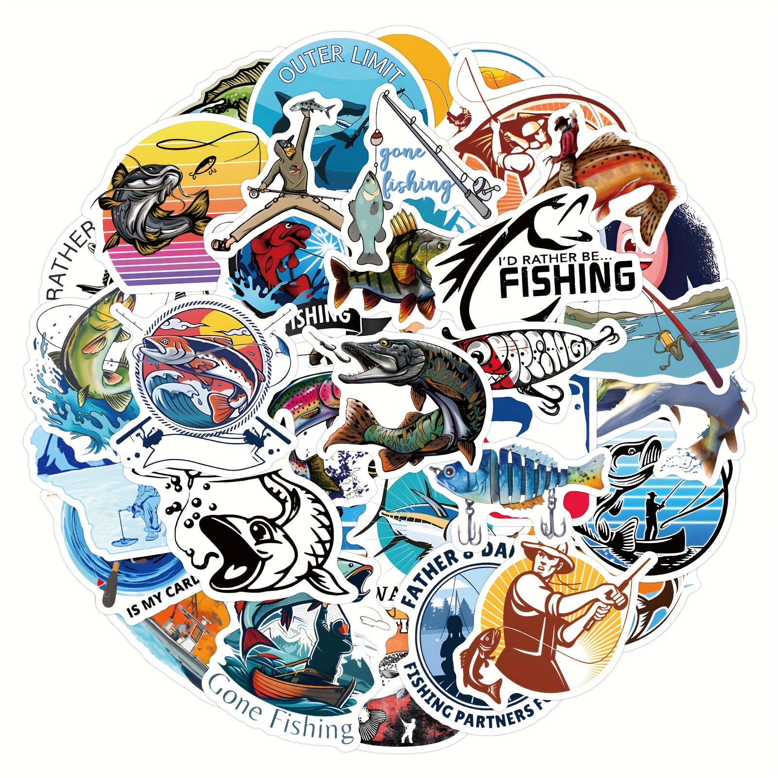 Stickers Fishing Colorful, Fishing Stickers Waterproof