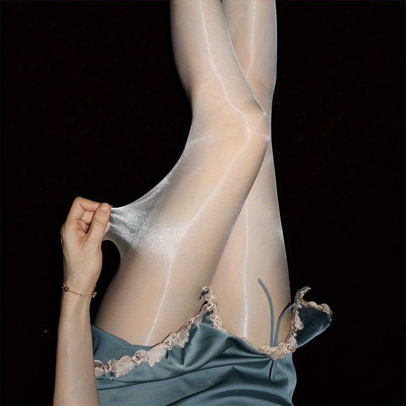 Ultra Woman Glossy Oil Silk Leggings High Waist Lingerie Long