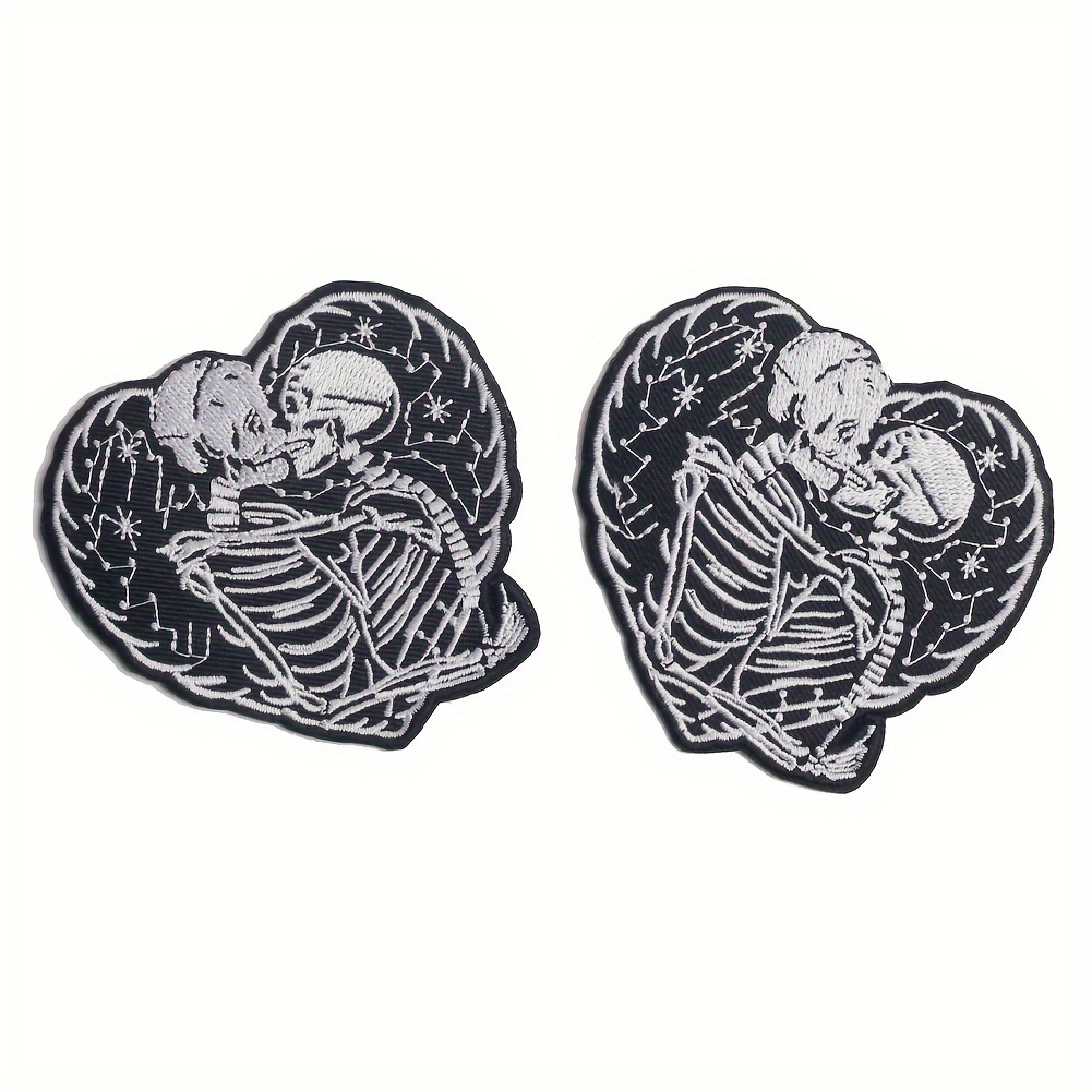 Punk Patches Embroidered Appliques For Clothing Black And - Temu