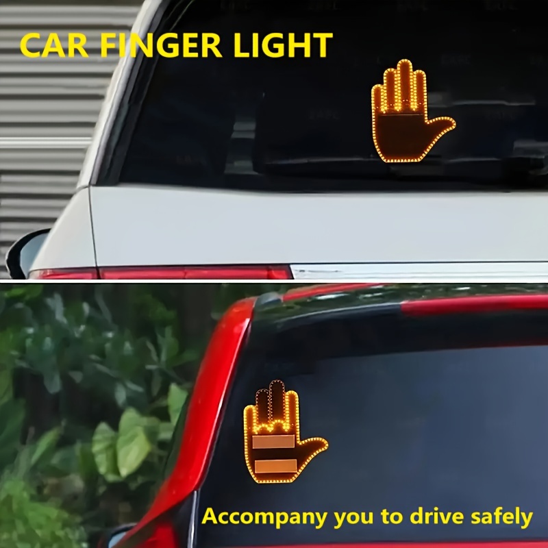 Hand Gesture Light for Car, New Finger Light Led Car Back Window Sign, Car  Finger Light with Remote, Road Rage Led Sign for Car, Car Accessories for