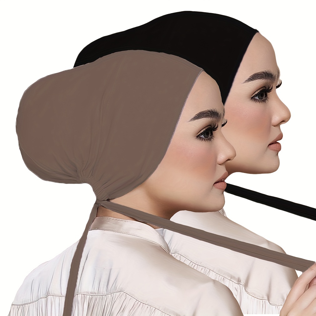 Cotton Hijab Undercap, Soft Elastic Adjustable Tying Hijab Caps Under Scarf  Tube Cap for Women Hijab Accessory