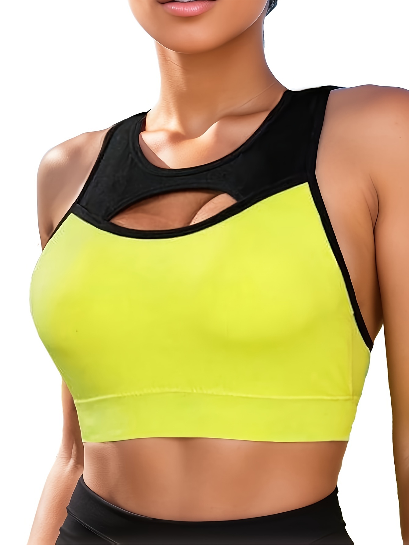 Colorblock Wireless Sports Bra, Comfy & Breathable Push Up Shockproof Bra,  Women's Lingerie & Underwear