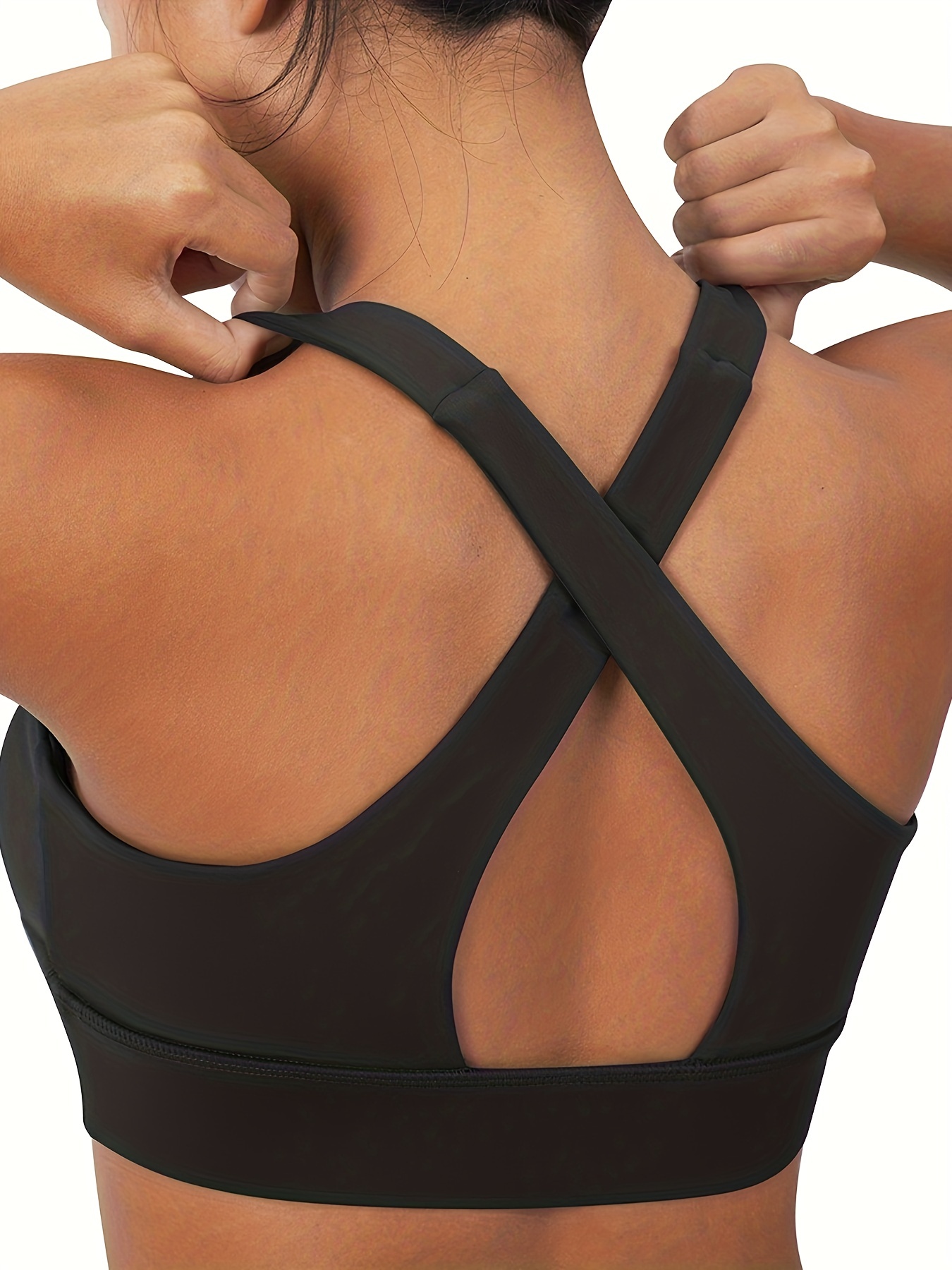 Sports Bras for Women Criss-Cross Back Padded Workout Tank Tops Medium  Support Crop Tops for Women