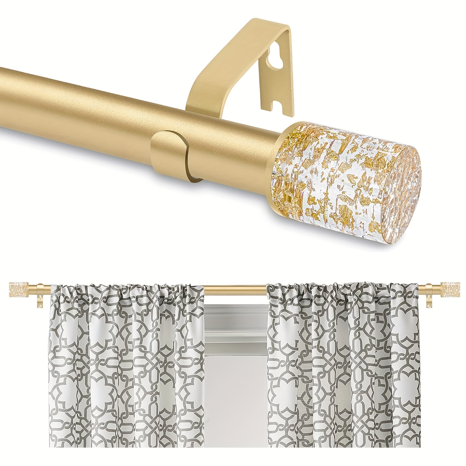Barras de cortina envolventes doradas, paquete de 2 barras de cortina  doradas para ventanas de 28 a 48 pulgadas (2.3-4 pies), barra de cortina  opaca
