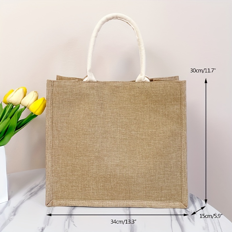 Burlap Tote Bag, Reusable Grocery Shopping Bag, Lightweight Storage Handbags  For Travel Beach - Temu