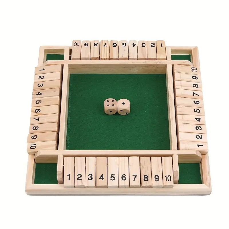 Shut Box Wooden Board Game 4 Sided Large Dice Game Addition Learning -  Sports & Outdoors - Temu