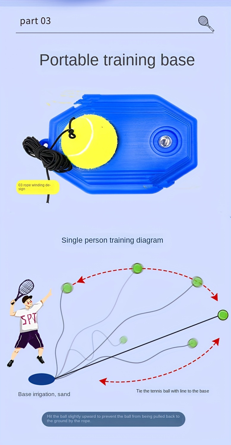 1set tennis racket tennis base and tennis ball rebound tennis ball trainer for beginners details 3