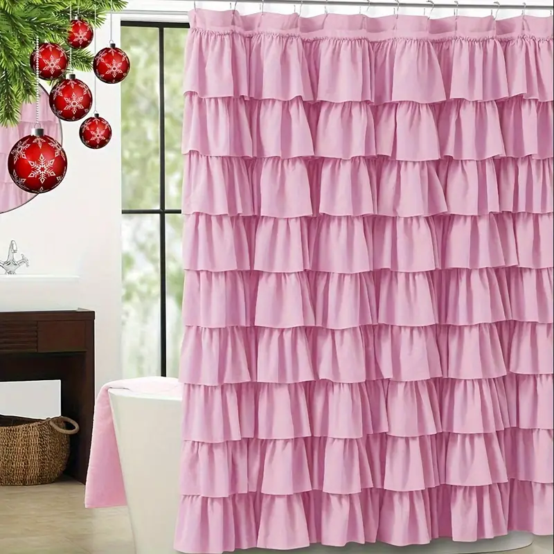 Ruffle Fabric Bath Curtain Pleated Farmhouse Temu