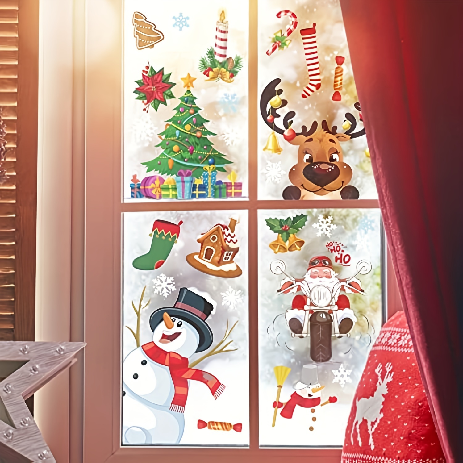 Christmas Decorations Indoor, Christmas Window Clings Stikers