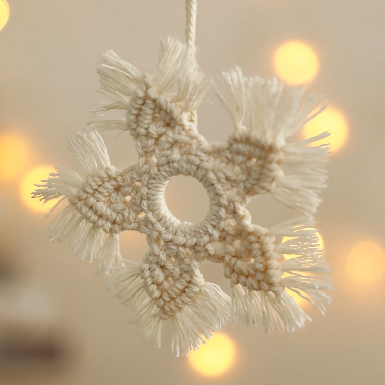 Handmade Woven Macrame Ornaments Snowflake Boho Christmas - Temu