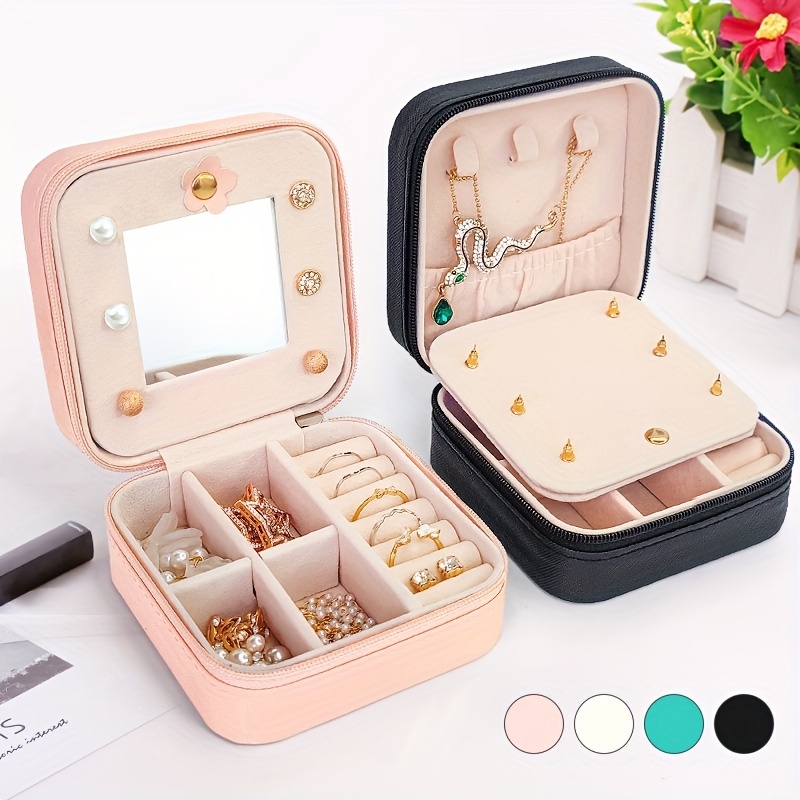 Simple Mini Soldi Color Jewelry Box, Lightweight Travel Rings Earrings  Organizer