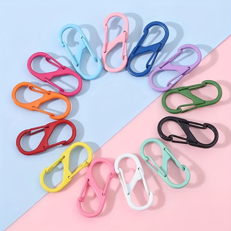 

10pcs Macaron Color Buckles Random Mixed Multifunctional S-shaped Carabiner 8-shaped Two-way Backpack Hook Keychain Hanging Alloy Buckle Practical Convenient Supplies