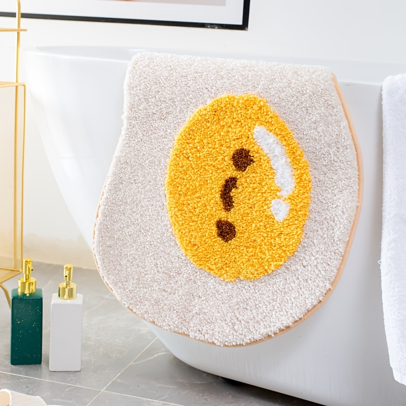 Cute Yolk Egg Shape Bath Mat For Kids - Plush Cartoon Bathtub Rug