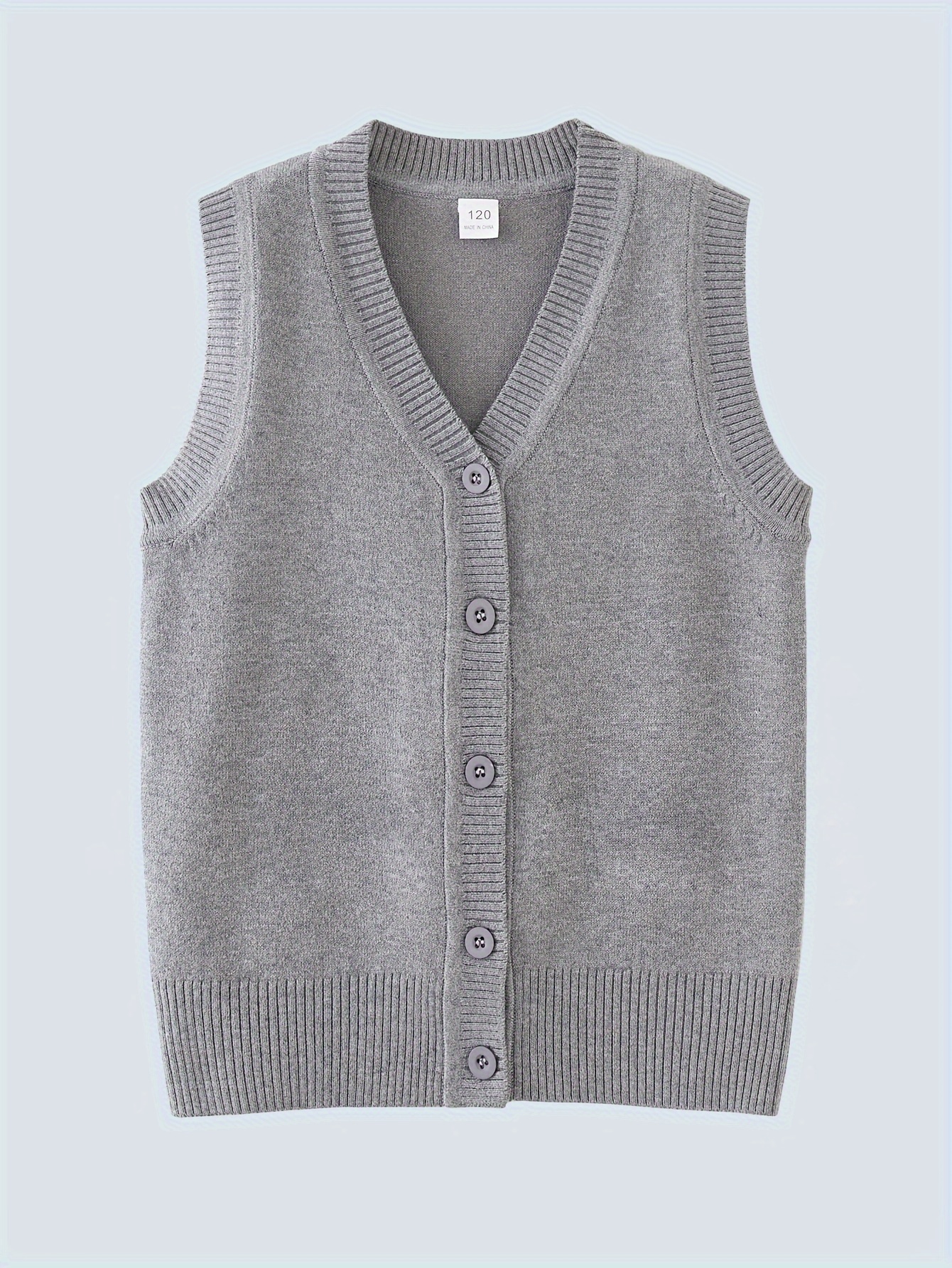 Boys/ Girls Solid Knit School Uniform Button V neck Sweater - Temu