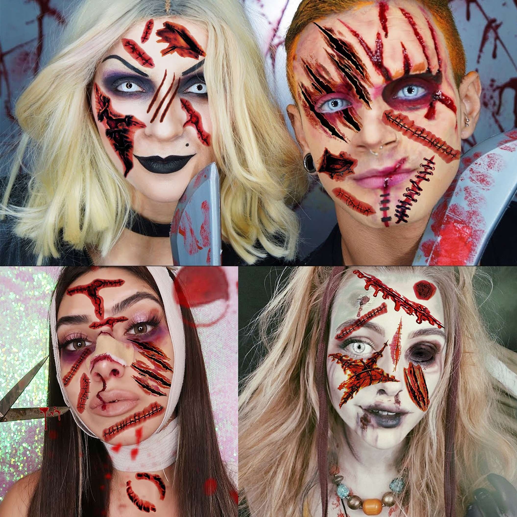 3d Fake Scars Zombie Tattoo Temporary Halloween Makeup Kit - Temu