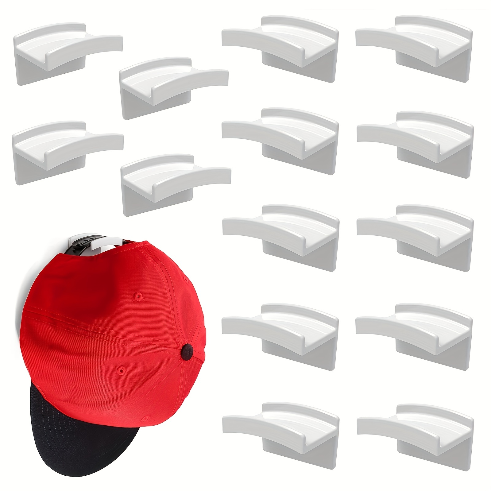 Colgador Gorras Adhesivo Montado en Pared, Paquete de 10 Ganchos  Minimalistas Negros Organizador Gorras Gancho de Plástico para Sombreros  con 2