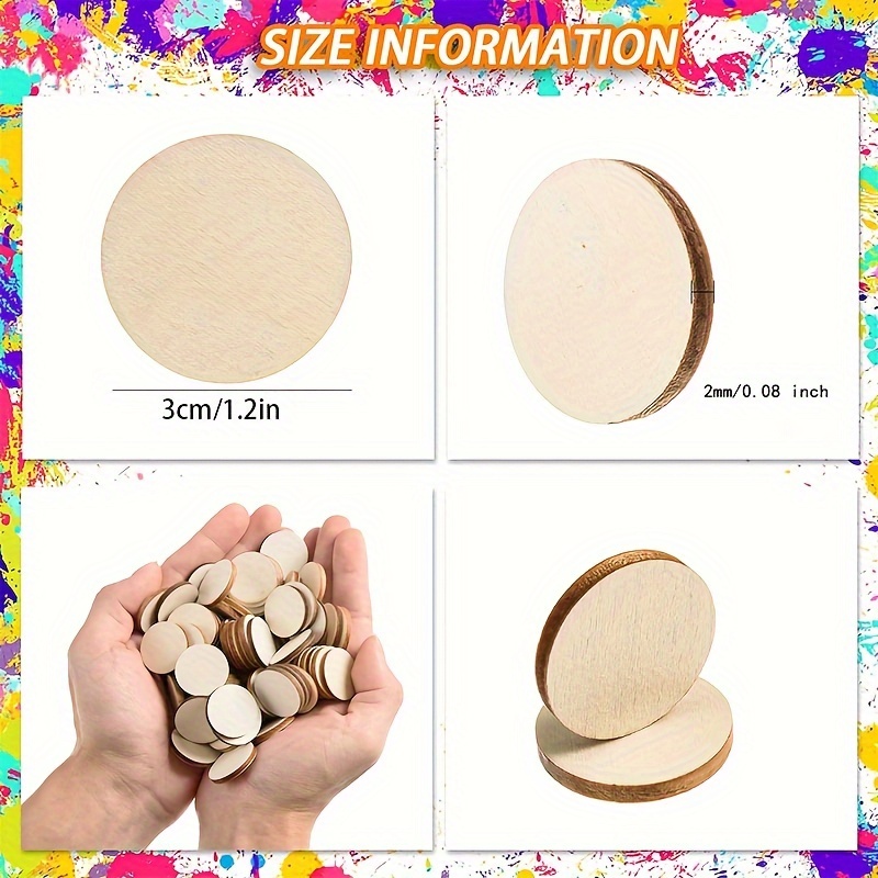 300Pcs Circle Wooden Circles Wood Wood Circles Wooden Discs for