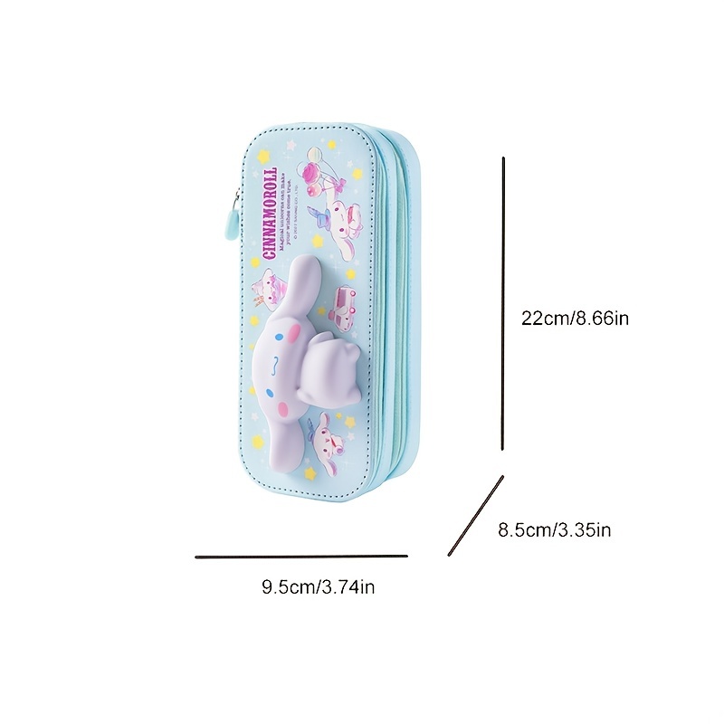 Cinnamoroll Decompression Double-layer Pencil Case Multifunctional Student  Stationery Box Cute Cartoon Children's Pencil Case