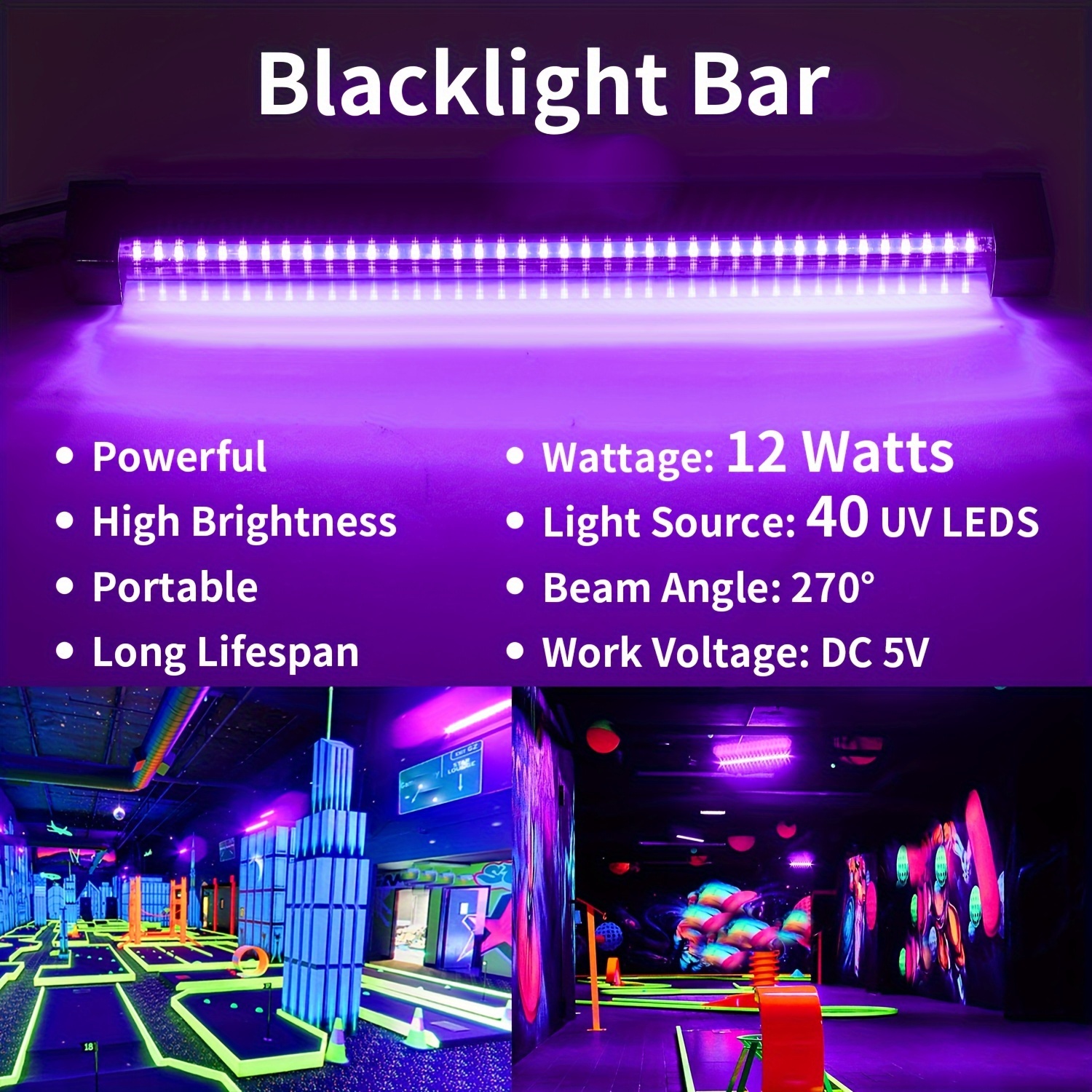 Led Black Light Black Lights For Glow Party Blacklight Bar - Temu