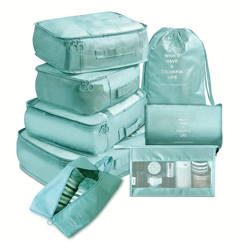 DIMJ Paquete de 8 cubos de embalaje, bolsas organizadoras de viaje para  equipaje, accesorios de viaje ligeros, organizadores de equipaje de viaje  con