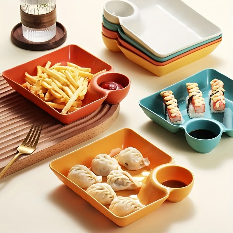 Cute Cartoon Compartmented Small Plates, Children's Eating Bowls, Household  Tableware, Vinegar Dishes, Seasoning Dishes, Plates - Temu