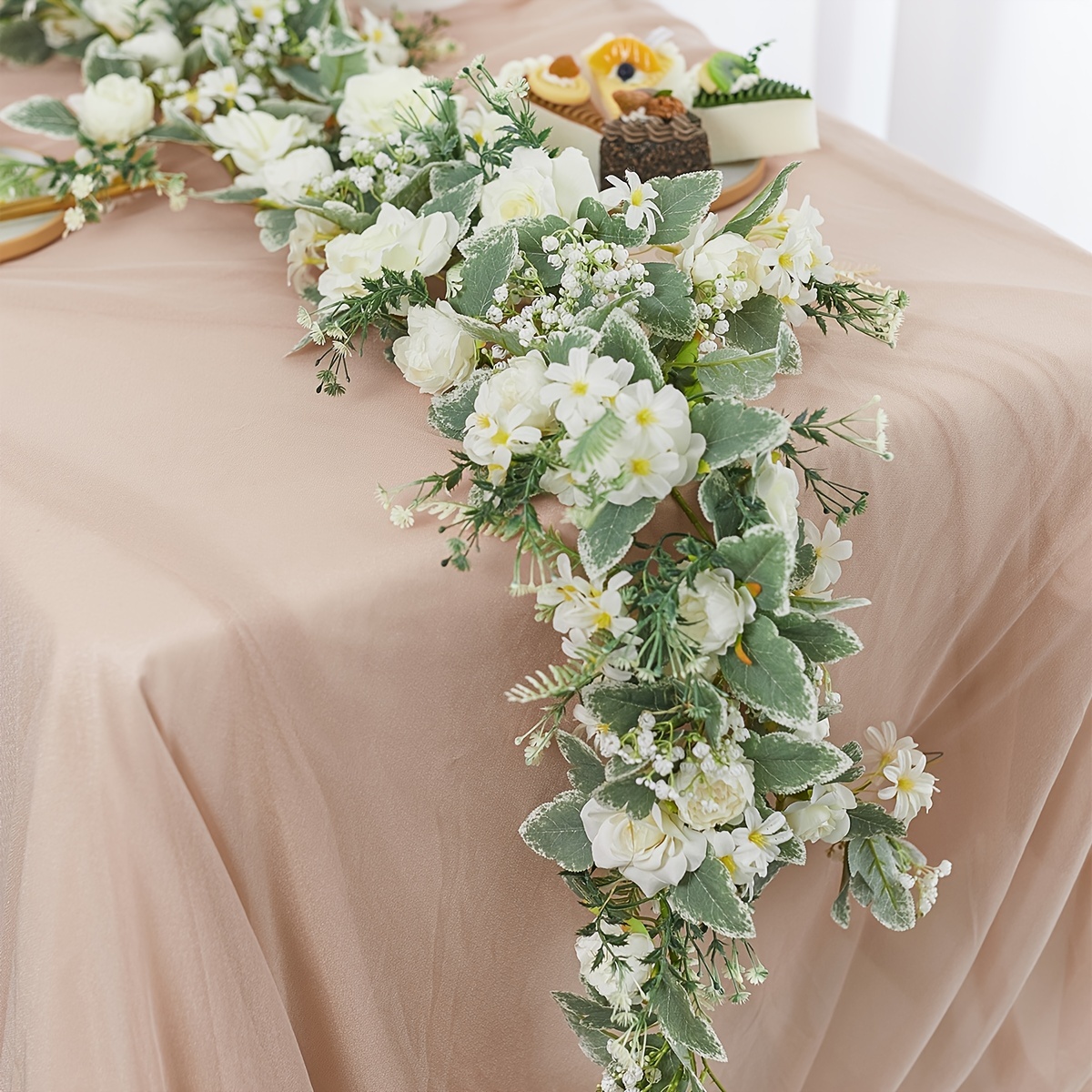 Pink Artificial Rose Garland for Wedding Decor