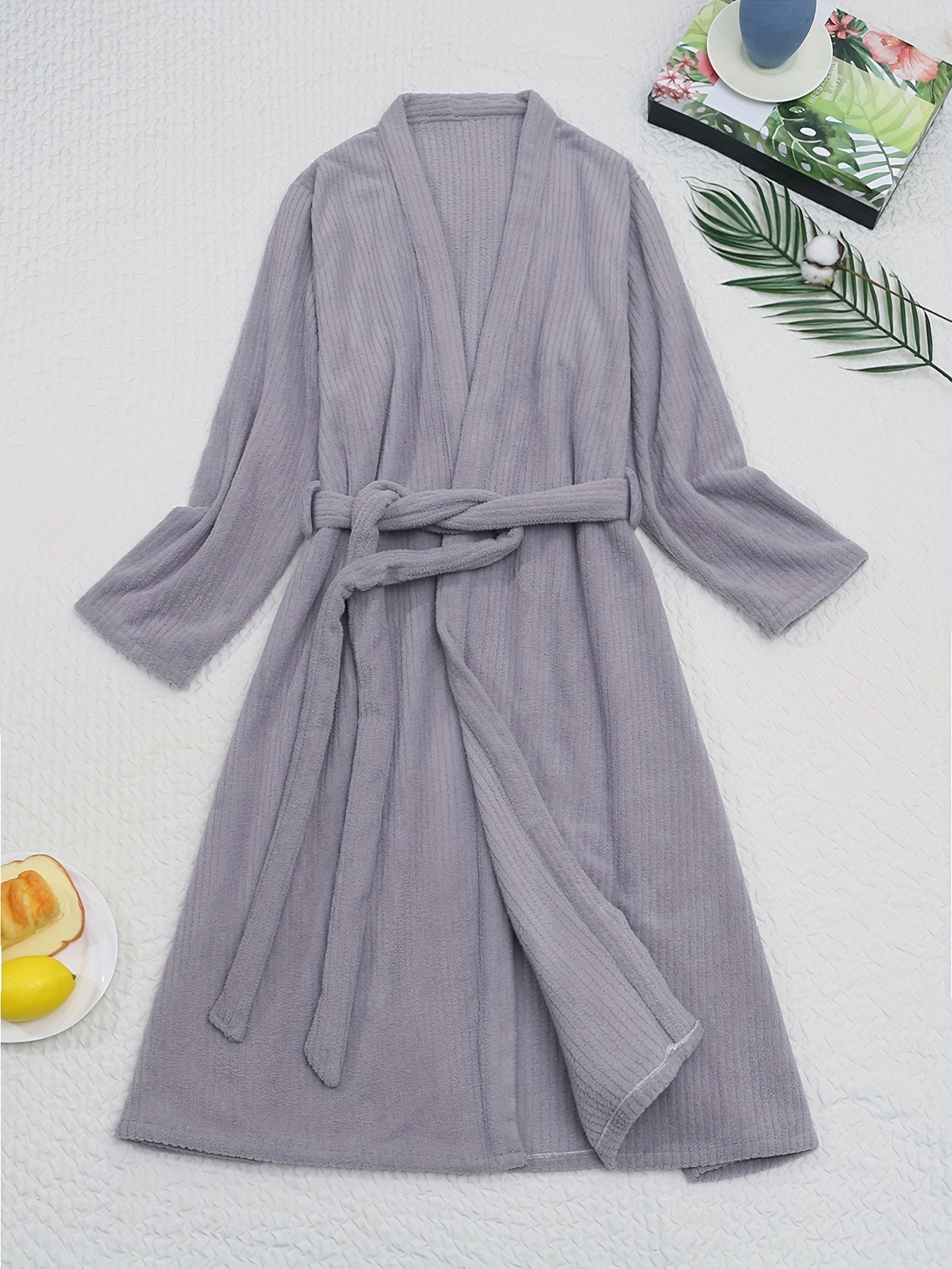 Camisón Elegante Talla Grande Bata Baño Kimono Cinturón - Temu
