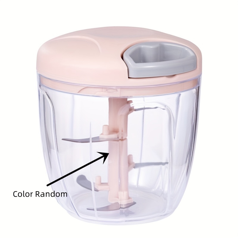 Manual food chopper, manual garlic mincer, mini garlic press for  vegetables, onions, peppers, tomatoes, etc. (Pink, Small)