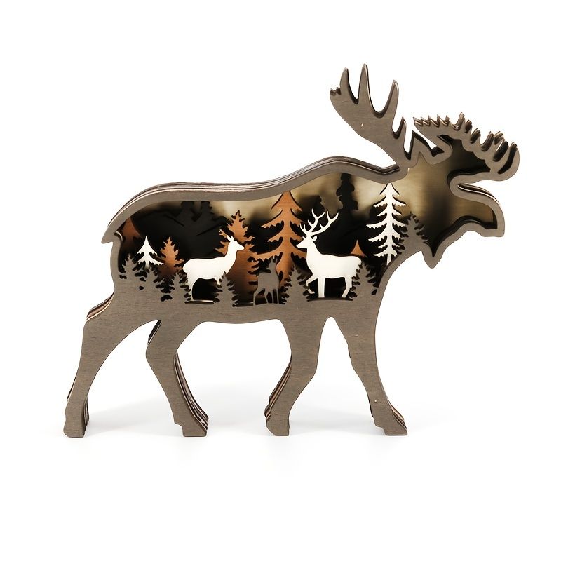 Wooden Forest Animal Figurines Deer Statues For Home Decor 3d Aesthetic  Moose Wall Art Sculptures Centerpiece Table Decorations Rustic Christmas  Tree Ornaments Reindeer Crafts Gifts - Toys & Games - Temu