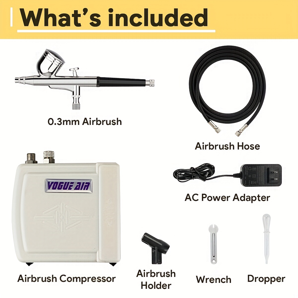 Multi-Purpose Gold Airbrushing System Kit with Portable Mini Air Compressor  - Gravity Feed Dual-Action Airbrush, Hose, How-To-Airbrush Link Card