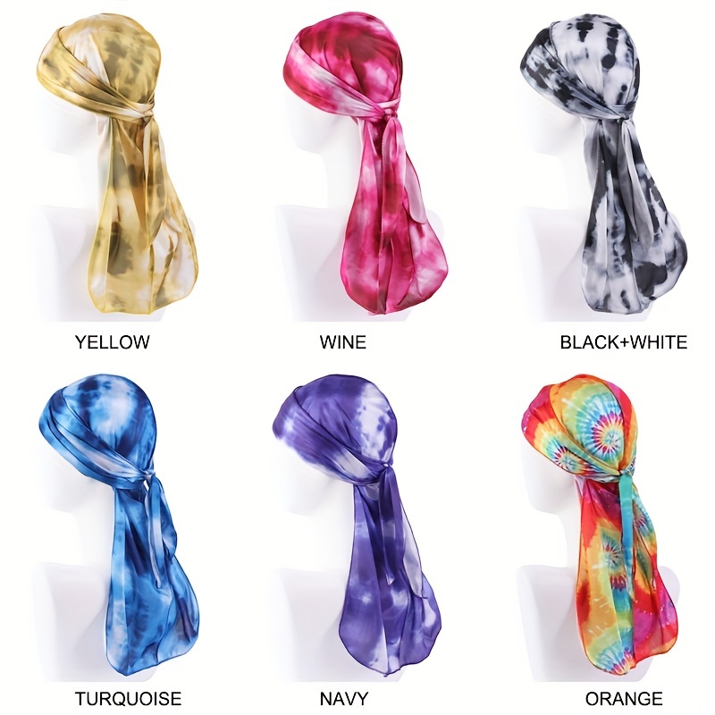 Tie Dyed Thick Silky Durag Floral Print Wave Cap
