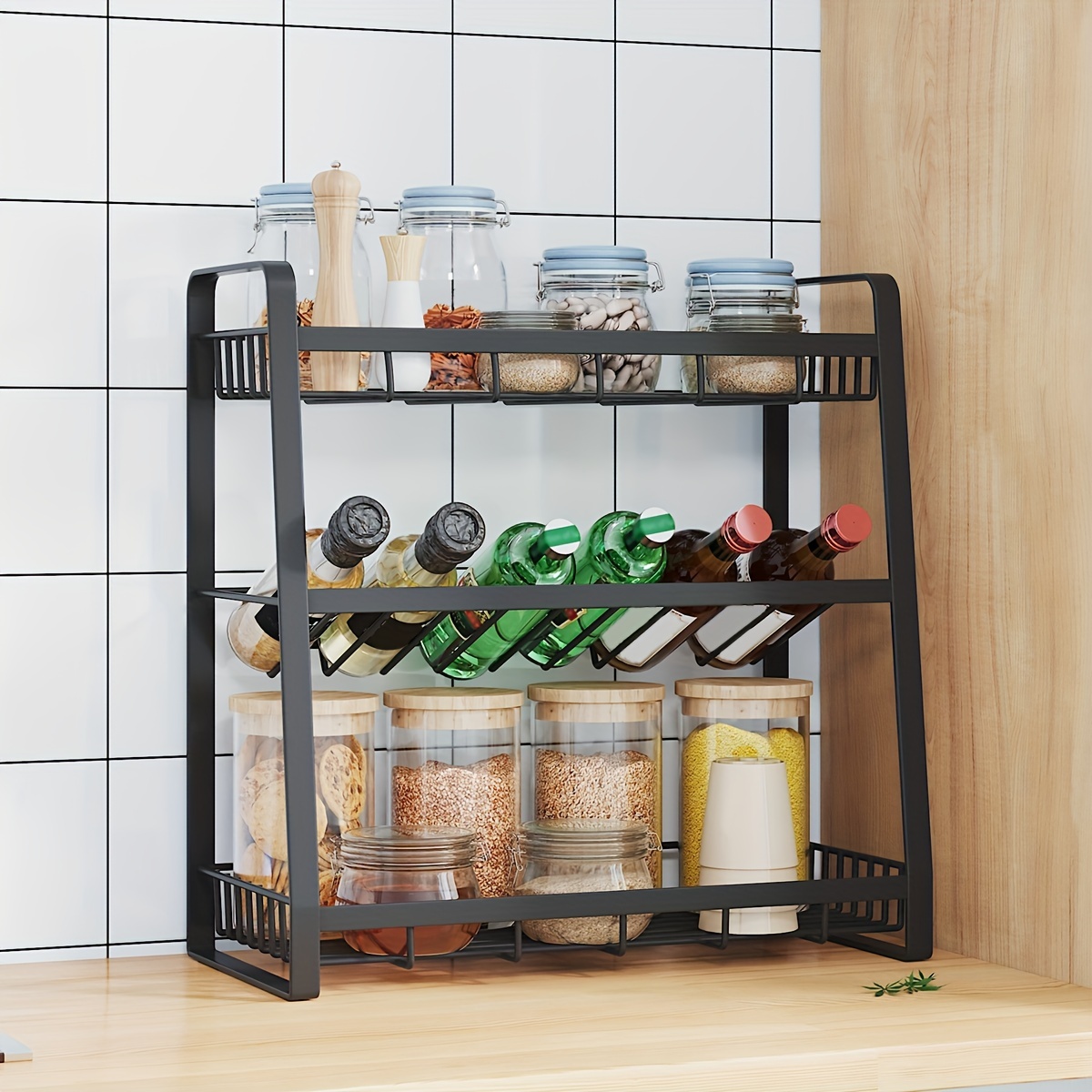 1pc Tabletop Shelf Storage Rack, Multifunction Storage And Display Shelf  For Kitchen Spice Seasoning, Bathroom Accessories, Living Room Kitchen  Bedroo