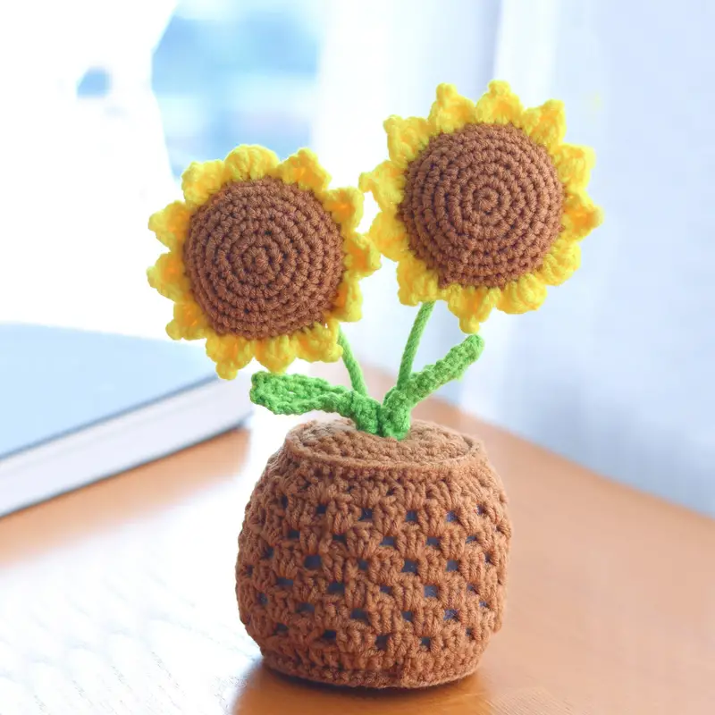 1pc Niedliche Simulation Sonnenblume Topfpflanze, Handgefertigte