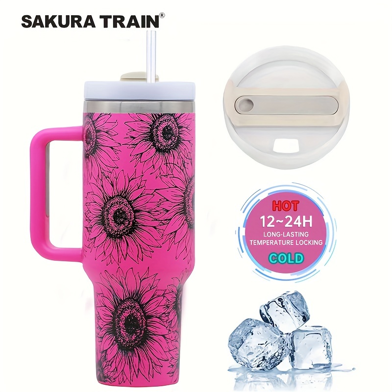 Portable Sakura Flower Transparent Water / Juice Tumbler Drink