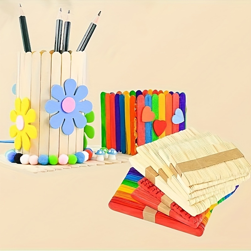 Coloured Wooden Craft Sticks Colourful Ice Cream Stick Paddle Pop 11cm —  NextIn