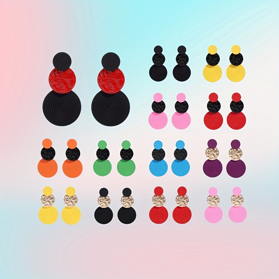 Geometric Round Dangle Earrings Unique Statement