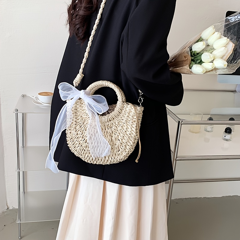 Elena Handbags Straw Woven Box Shoulder Bag Black